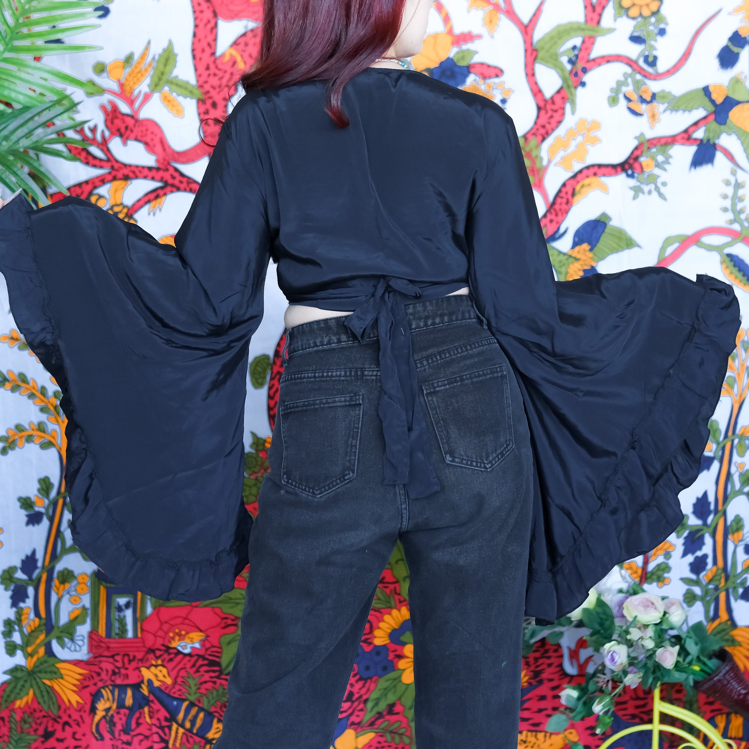 Mystic Meadow Ruffle Sleeve Wrap Top