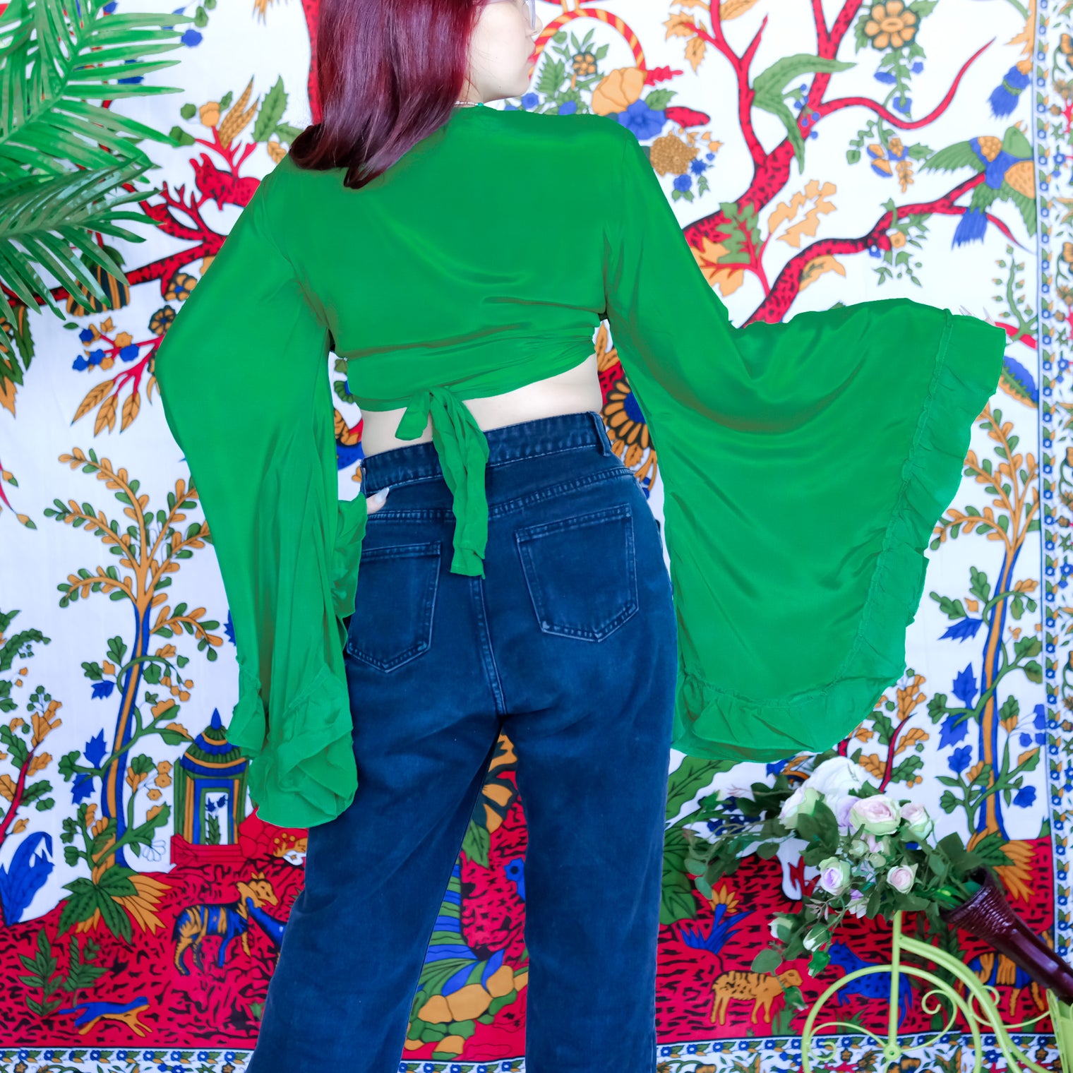 Mystic Meadow Ruffle Sleeve Wrap Top