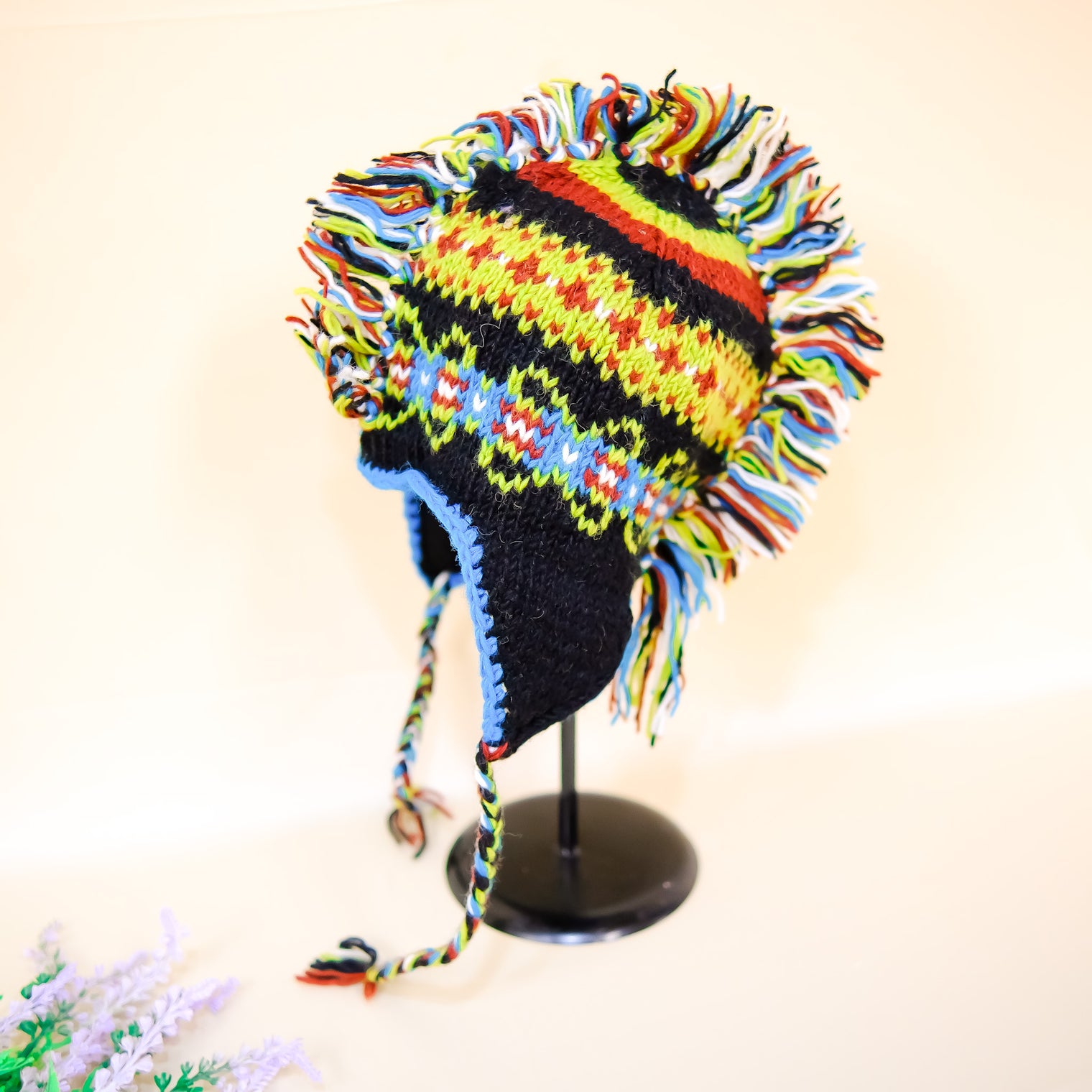 Handmade Mohawk Earflap Unisex Merino Wool Hat