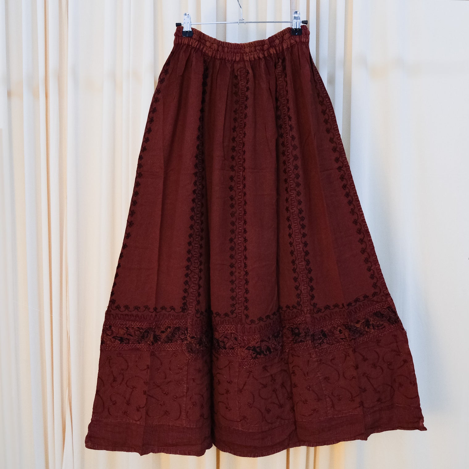 Hand Embroidered Flowy Batik Skirts