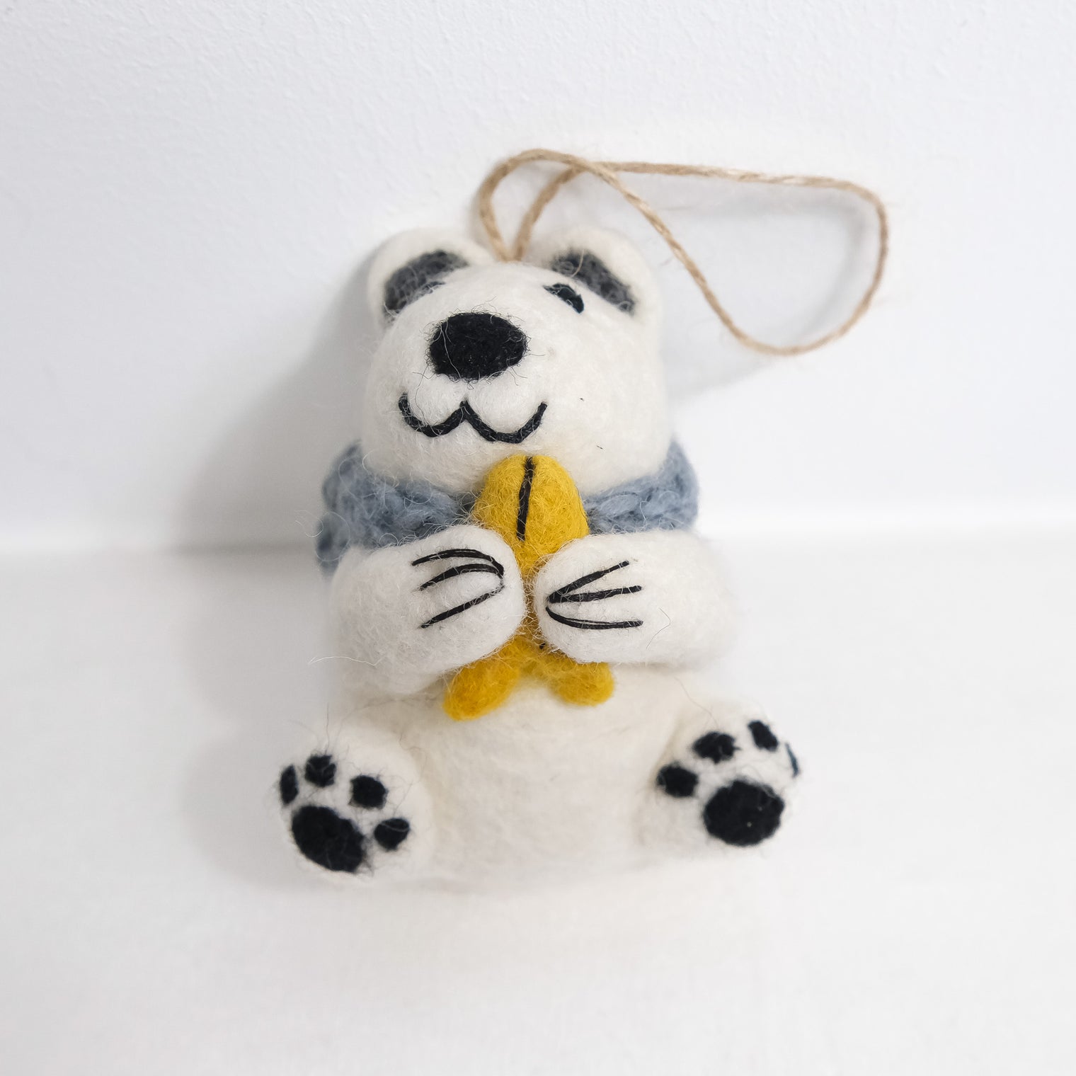 Cute Felt Polar Bear Needle Felted Ornament