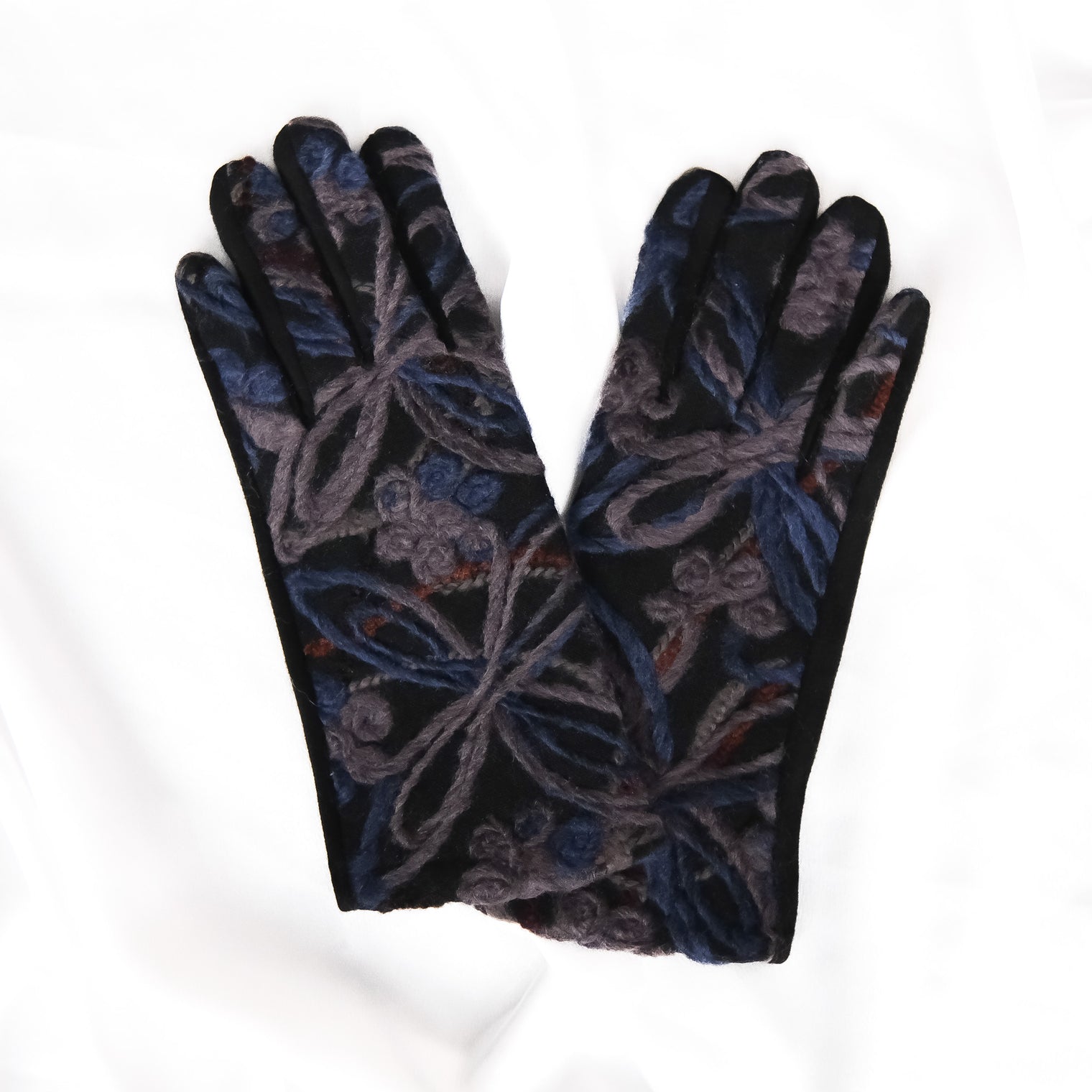Embroidered Winter Gloves with Fleece Lining