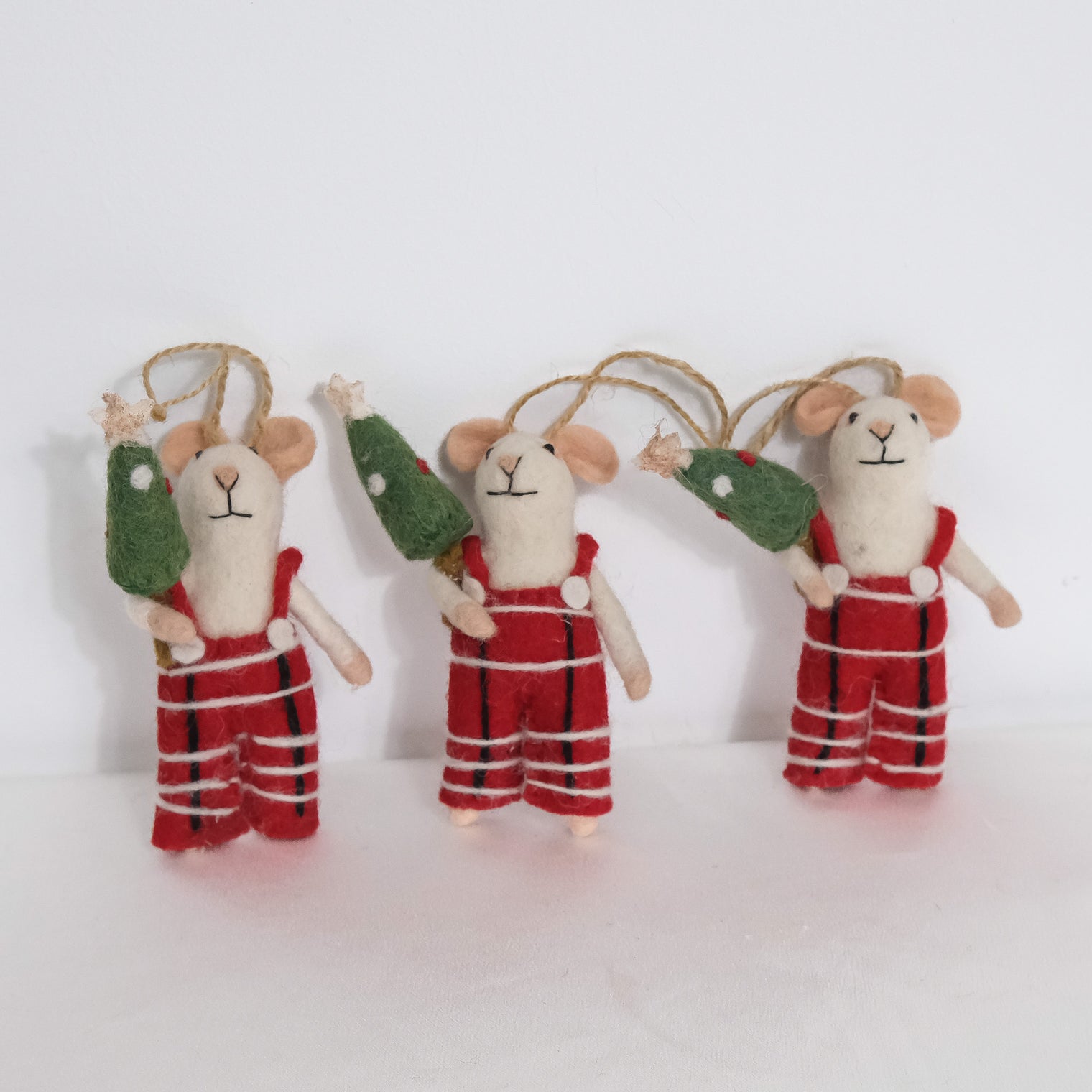 Handmade Felted Mouse Ornaments
