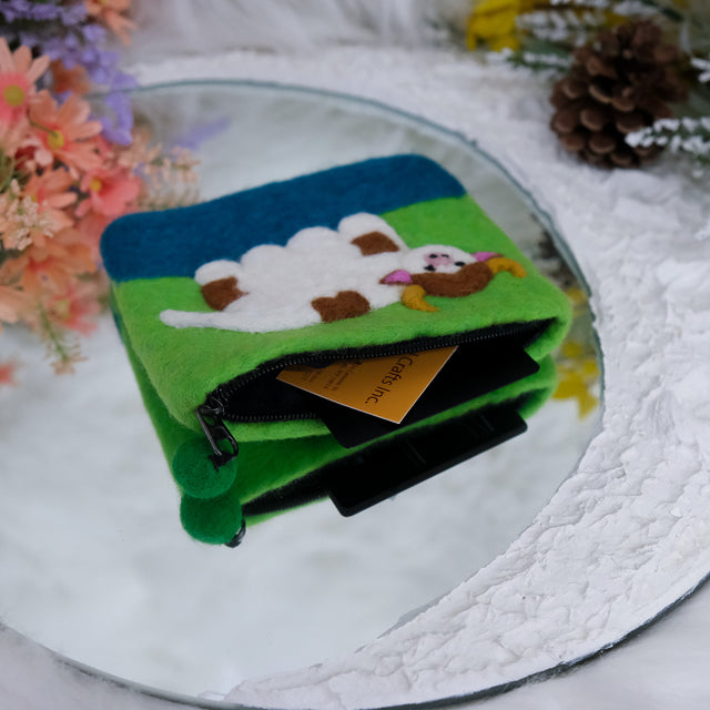 Handmade Felted Cow Purse