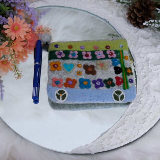 Handmade Needle Felted Flower Purse