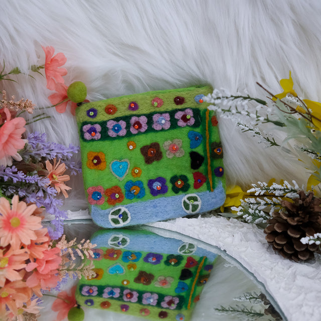 Handmade Needle Felted Flower Purse