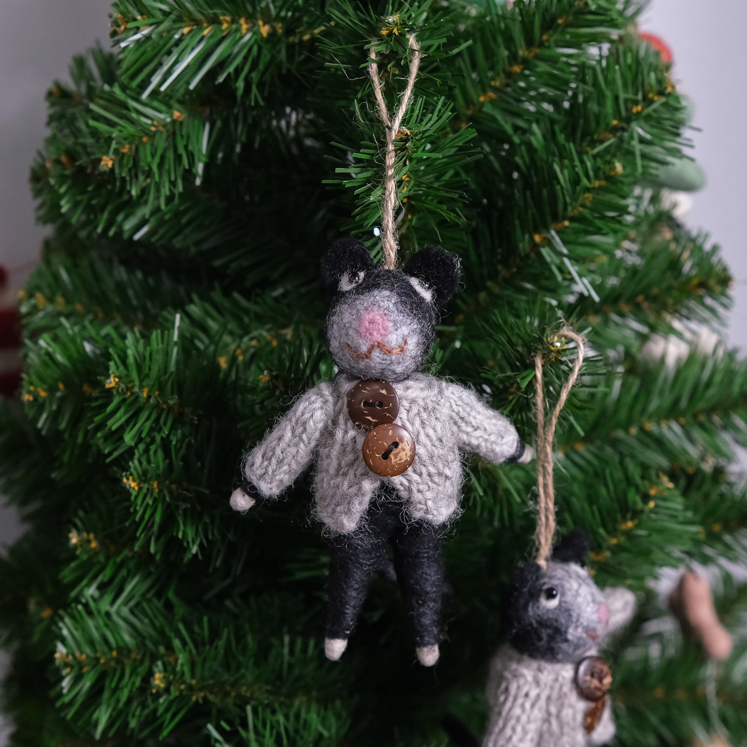 Handmade Felted Mouse Ornaments