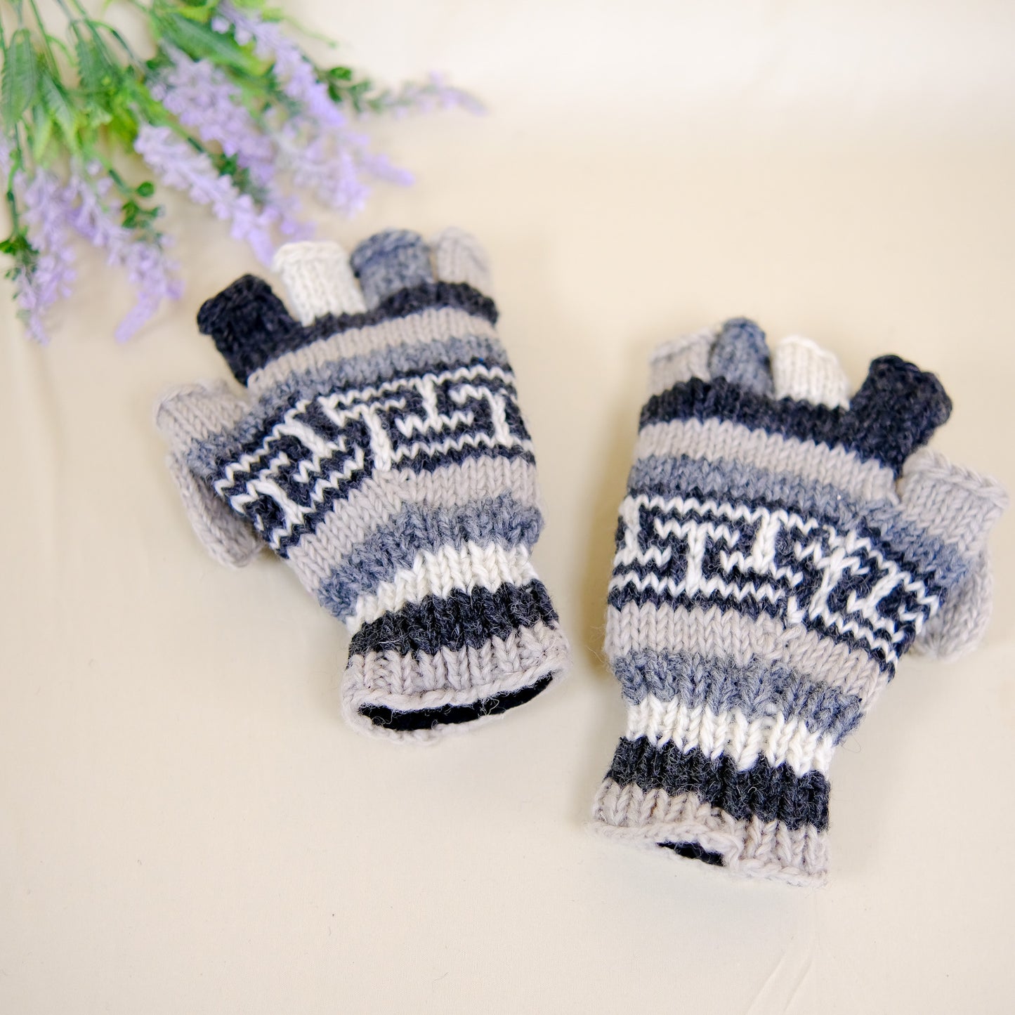 Hand Knit Himalayan Sherpa Fleece Lined Convertible Gloves