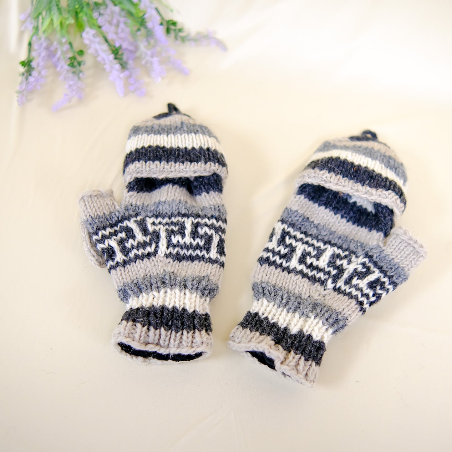 Hand Knit Himalayan Sherpa Fleece Lined Convertible Gloves