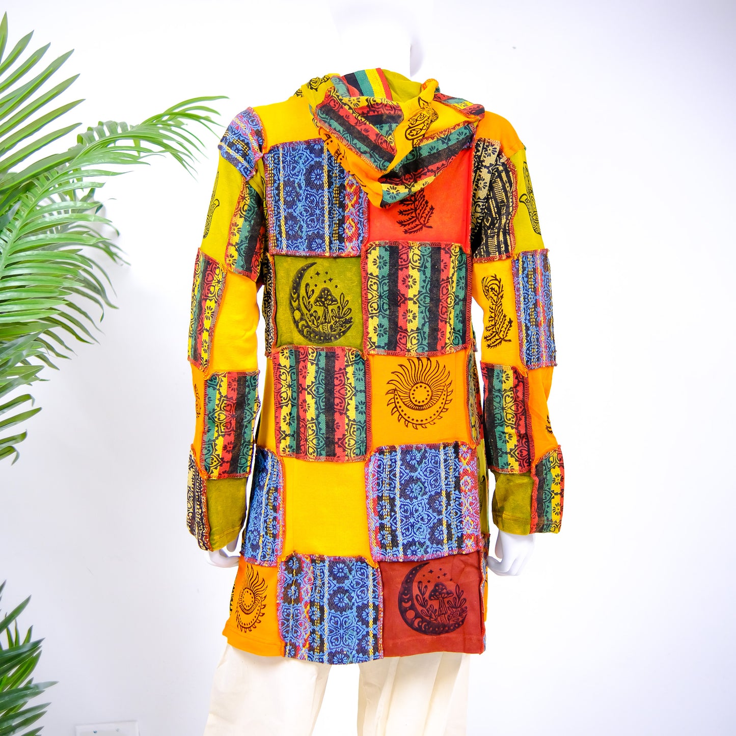 Bohemian Style Patchwork Hooded Long Jacket