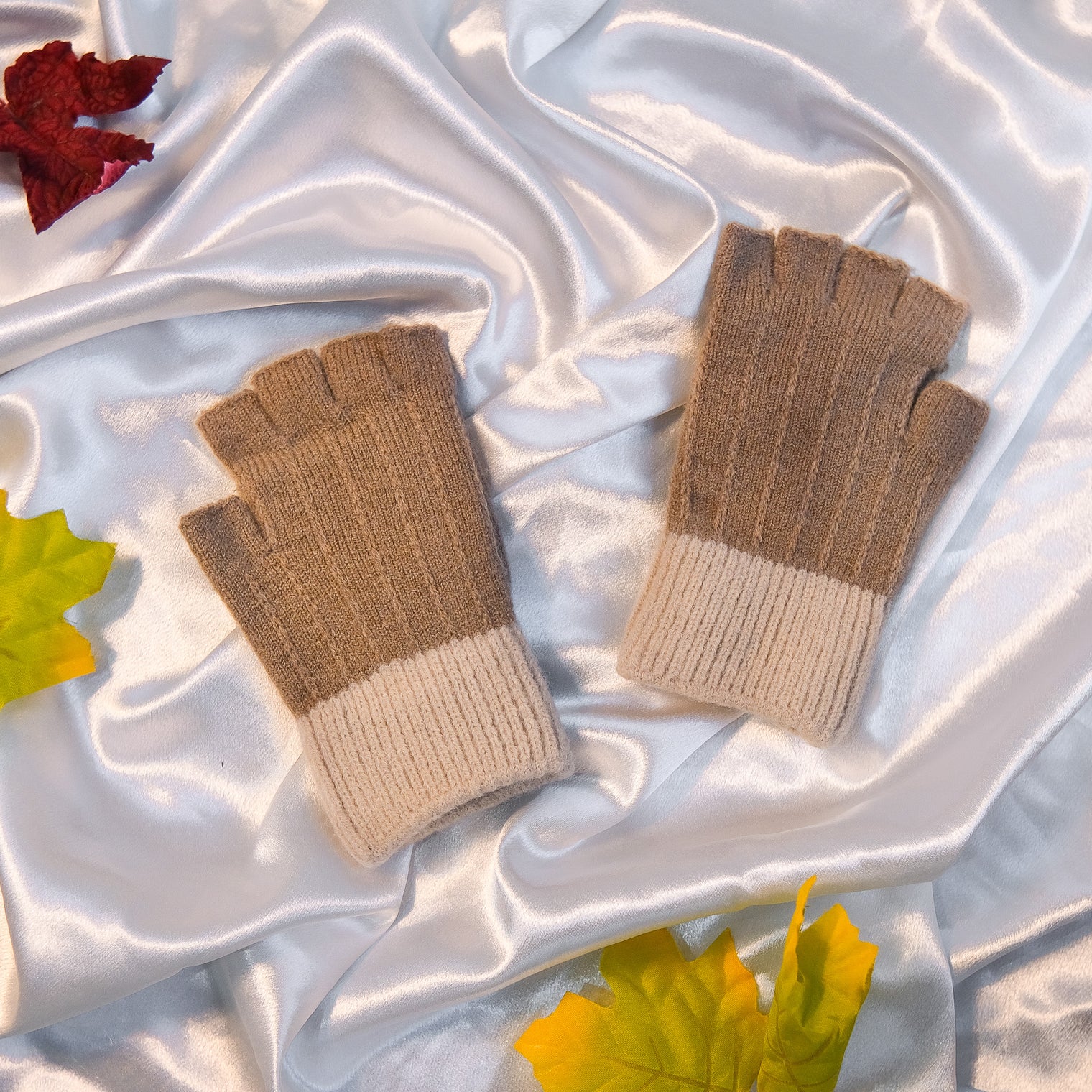 Warm Knitted Style Half Finger Convertible Gloves/Mitten