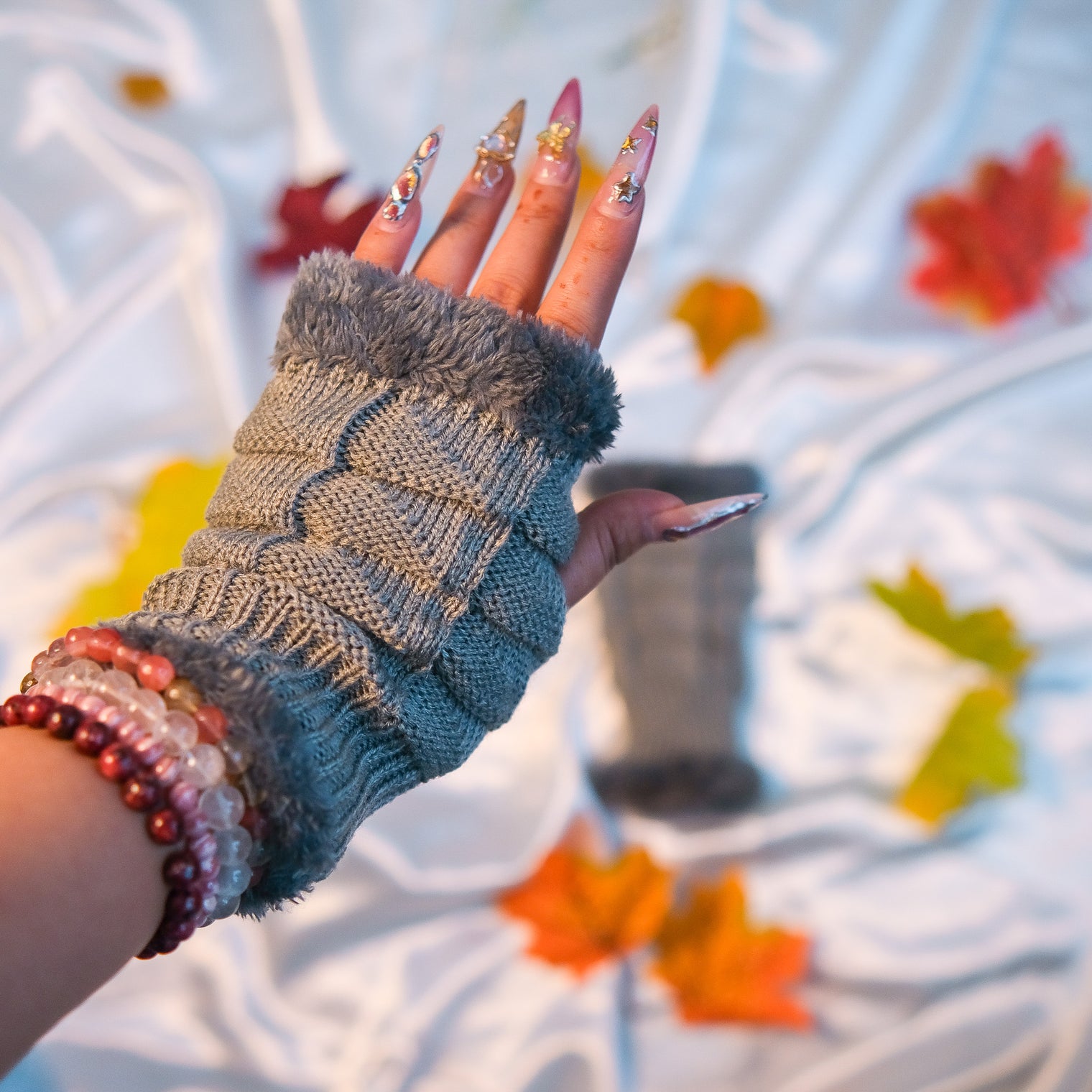 Warm Fingerless Fleece Lined Convertible Gloves