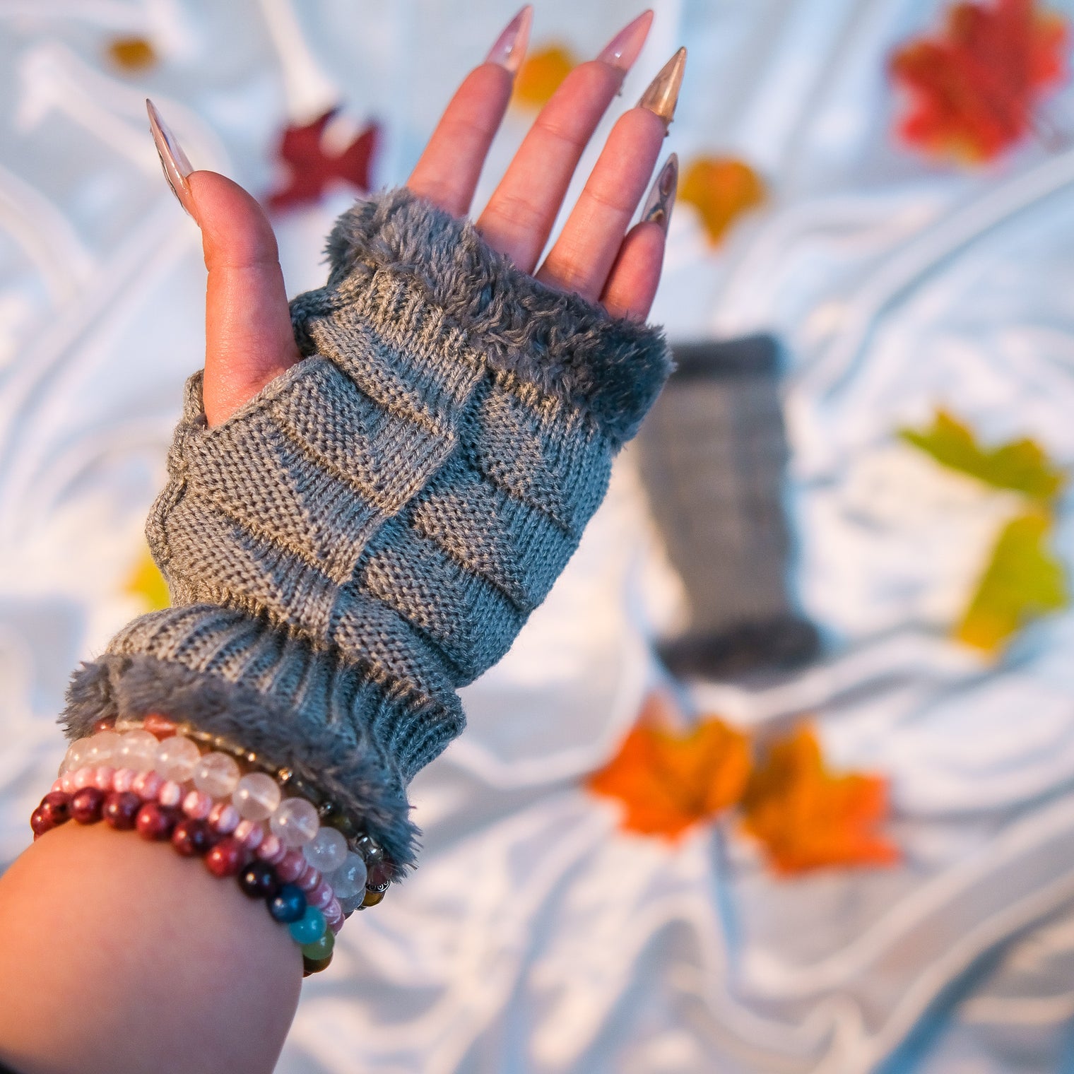 Warm Fingerless Fleece Lined Convertible Gloves