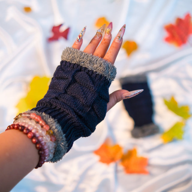 Warm Fingerless Fleece Lined Convertible Gloves