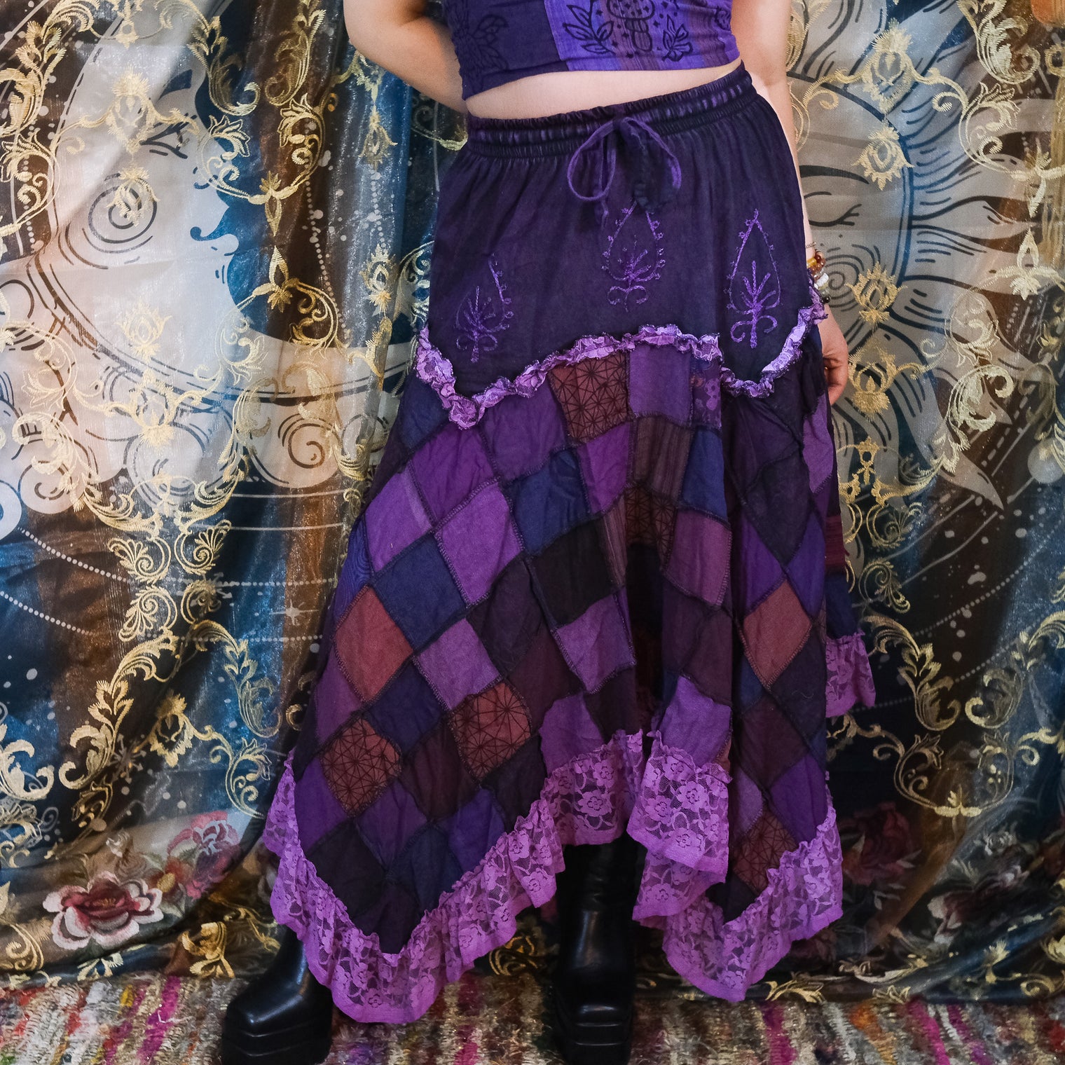 Patchwork Assymetrical Lace Skirt