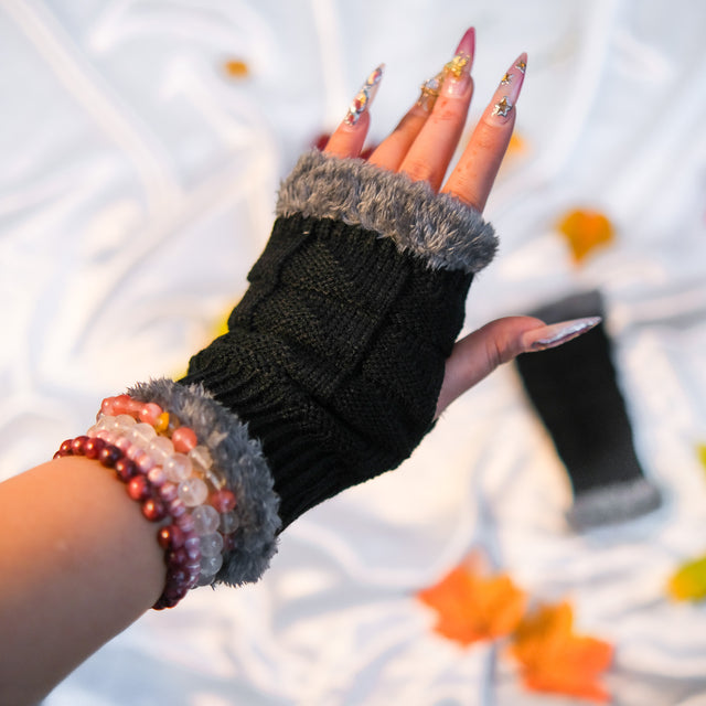 Warm Fingerless Fleece Lined Convertible Gloves