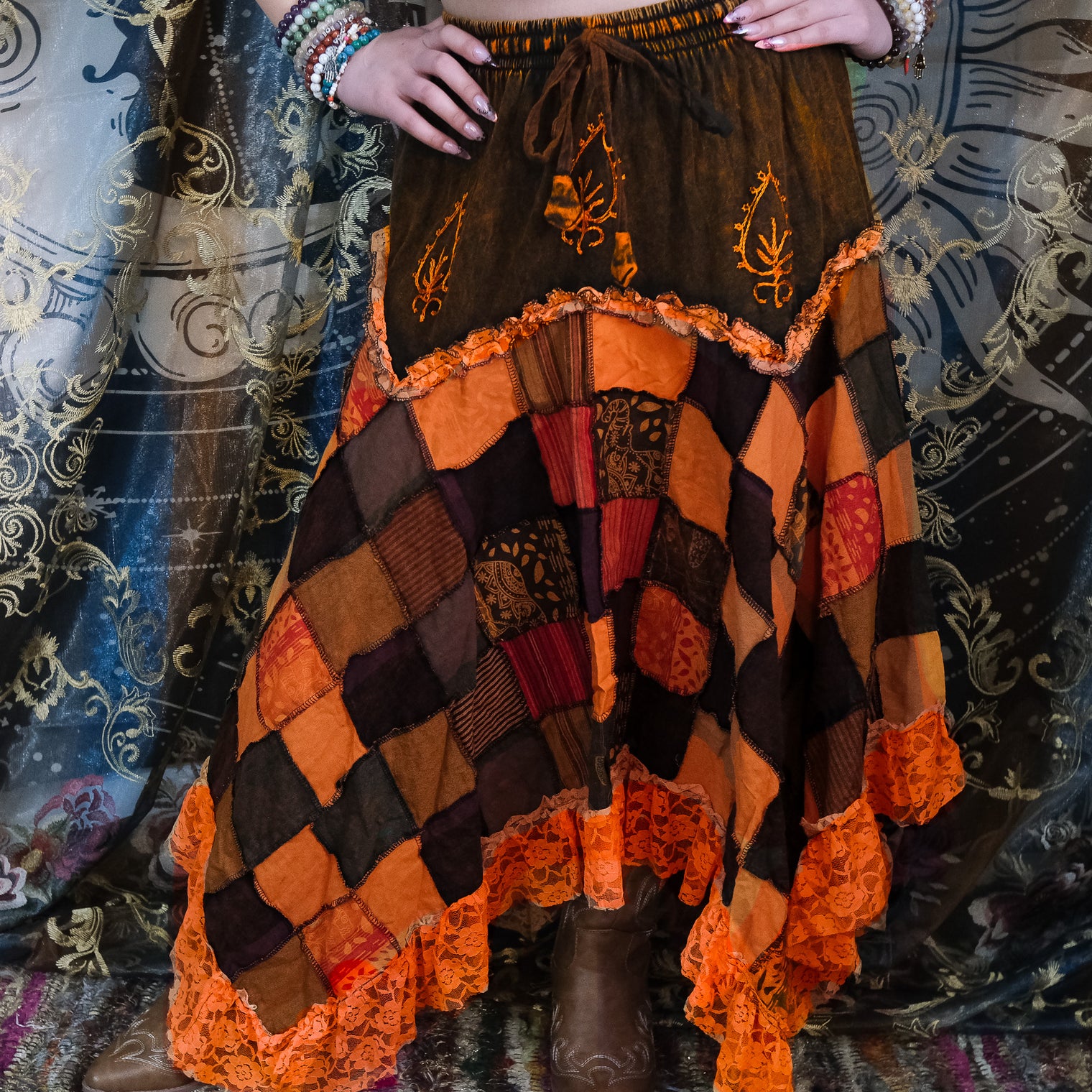 Patchwork Assymetrical Lace Skirt