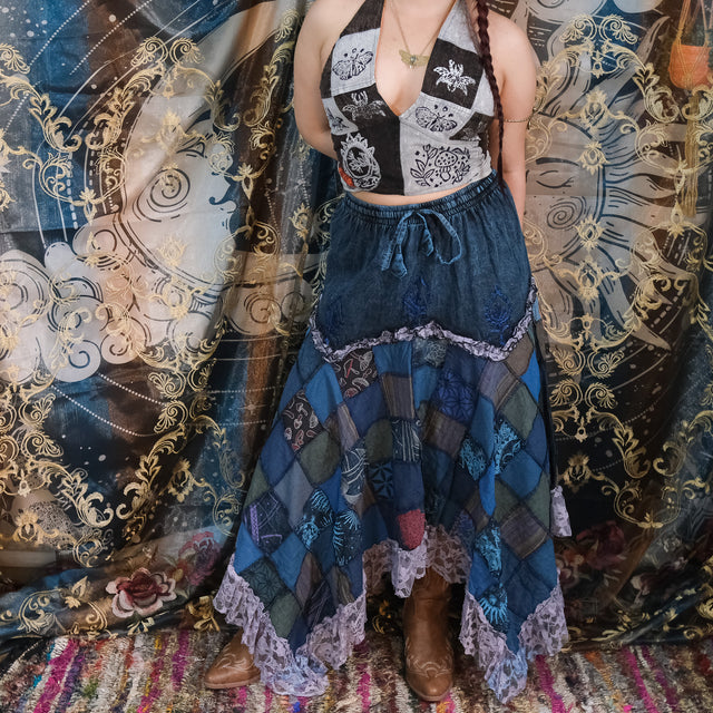 Patchwork Assymetrical Lace Skirt