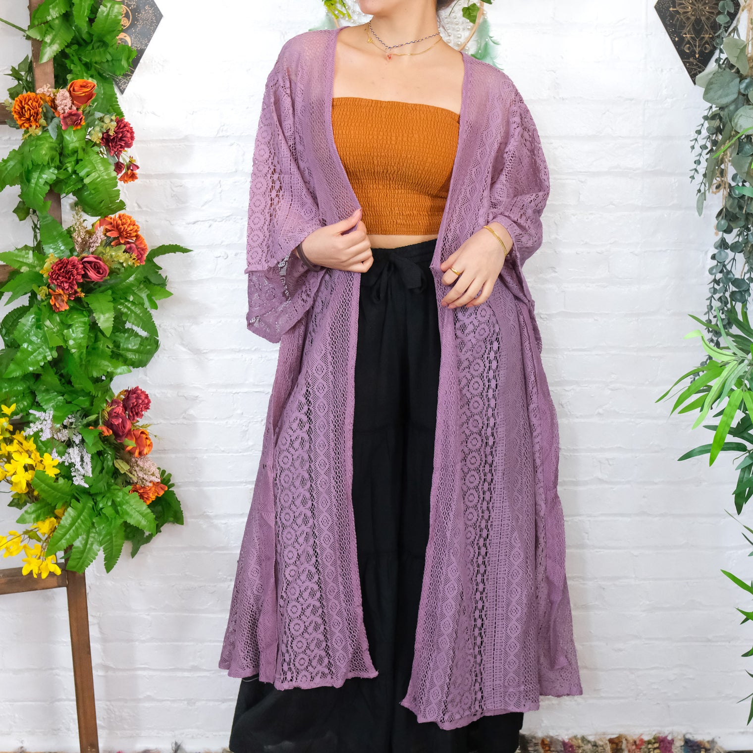 Cosmic Boheme Lace Kimono with Pockets
