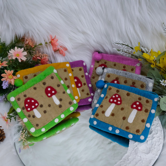 Handmade Felted Mushroom Wool Purse