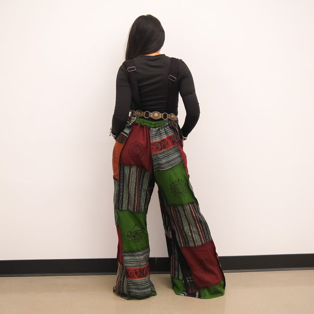 Patchwork Wool Blend Wide Leg Jumpsuit