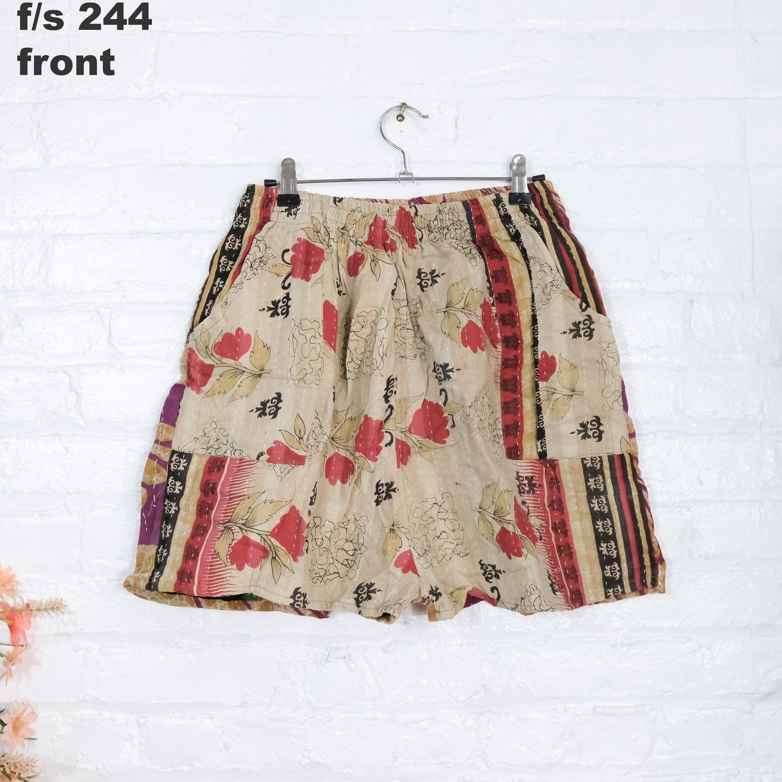 Kantha Shorts with Pockets
