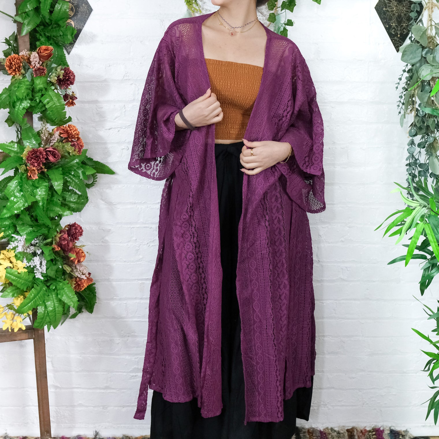 Cosmic Boheme Lace Kimono with Pockets