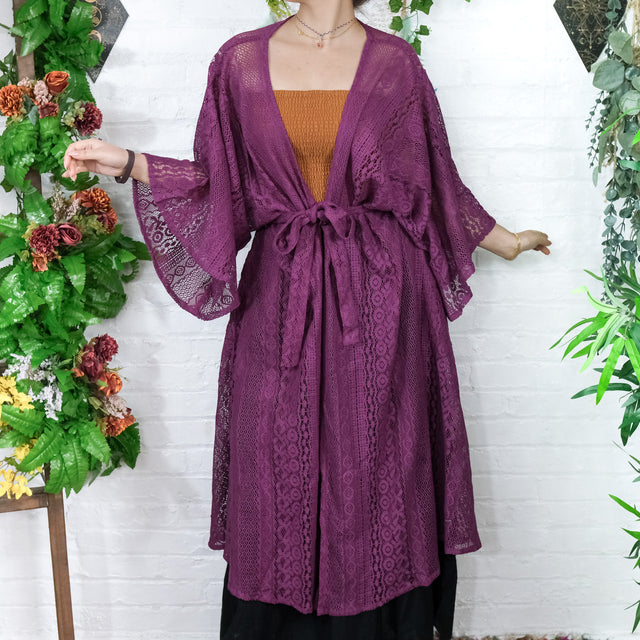 Cosmic Boheme Lace Kimono with Pockets