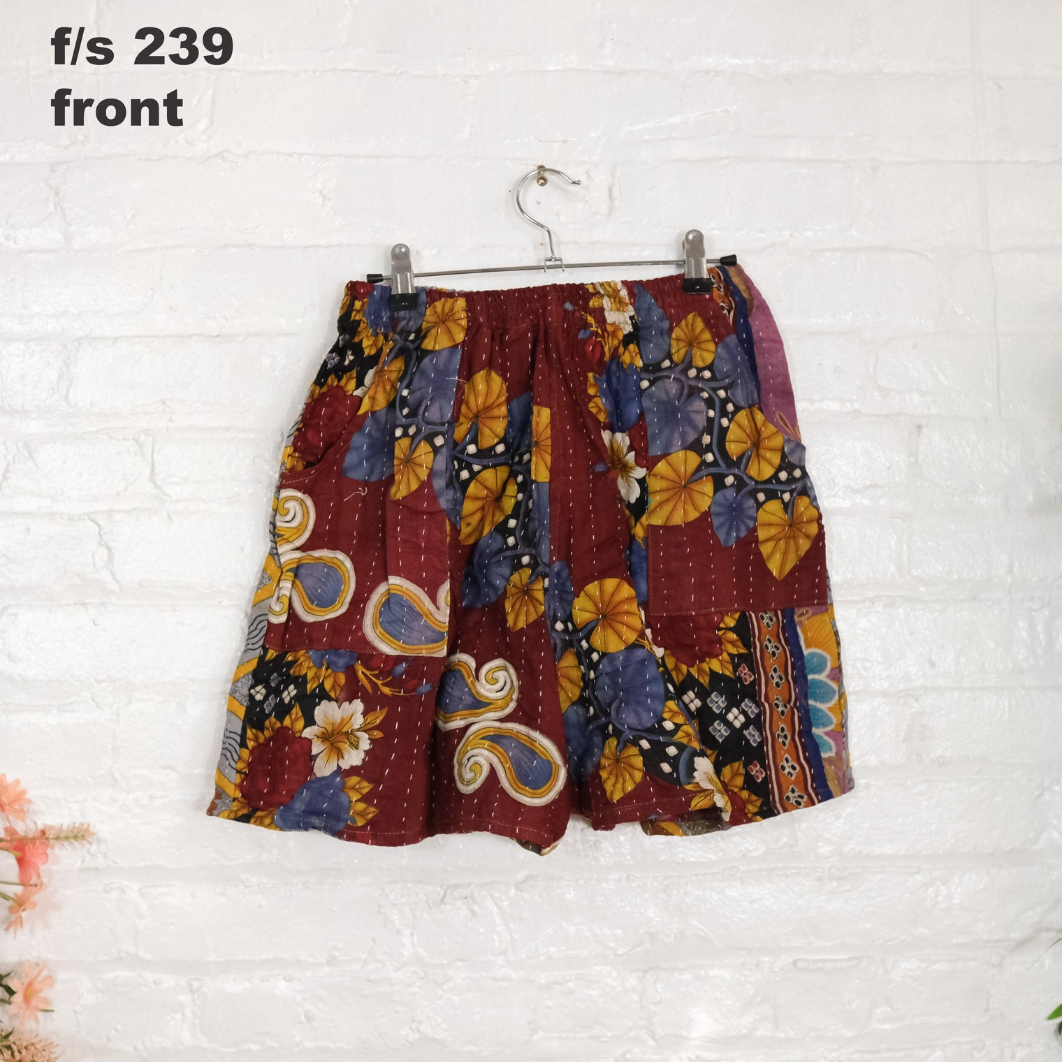 Kantha Shorts with Pockets