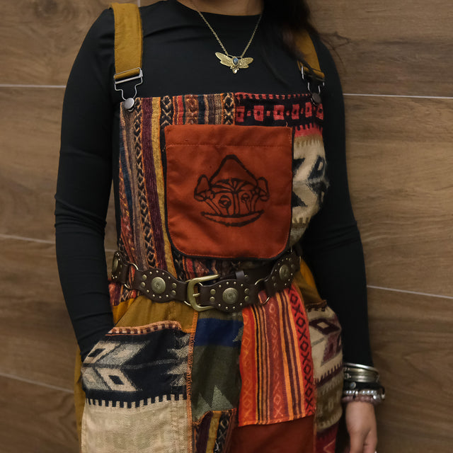 Patchwork Wool Blend Wide Leg Jumpsuit