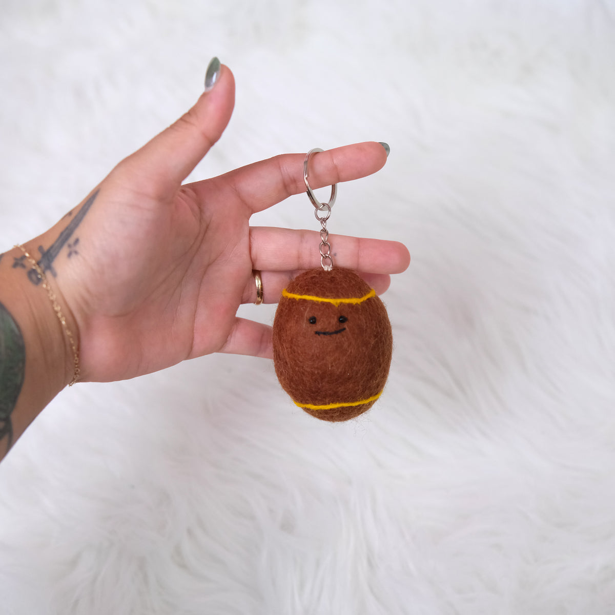 Handmade Felt Football Keychain