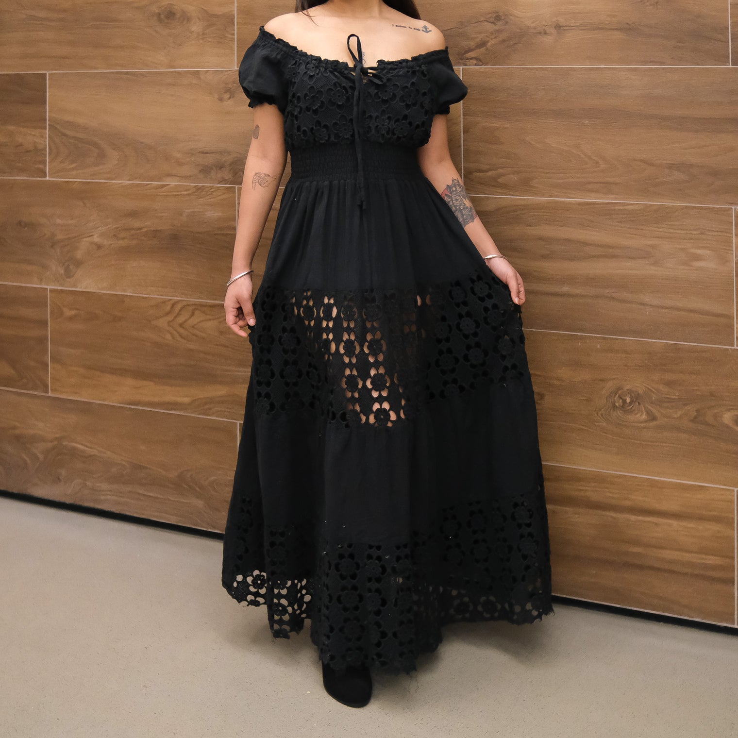 Forest Muse Lace Boho Sheer Maxi Dress