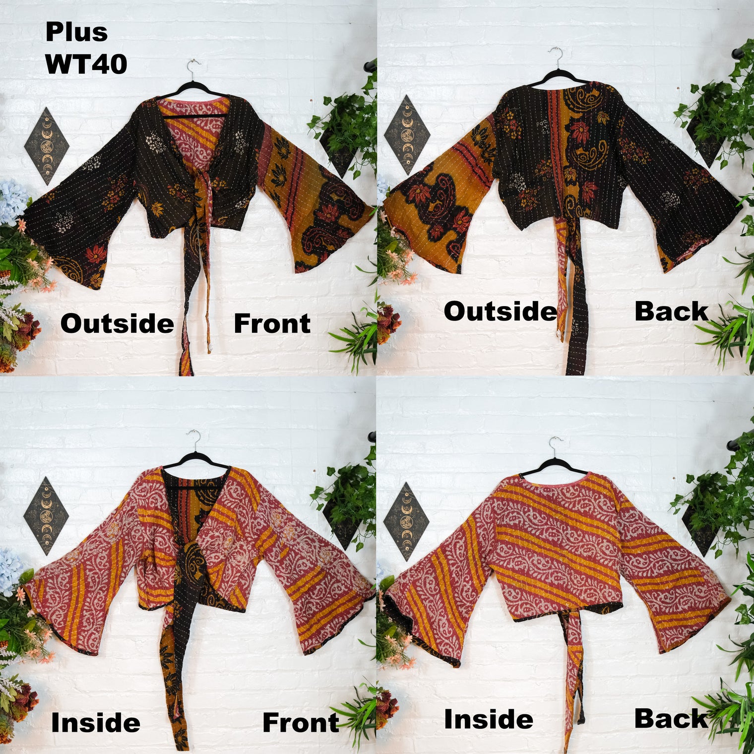 Kantha Plus Size Boho Reversible Wrap Top