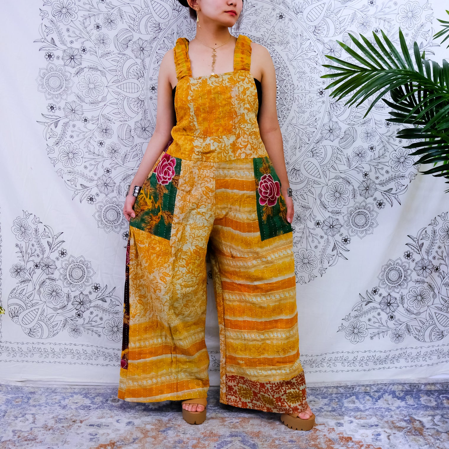 Kantha Wide Leg Boho Jumpsuit