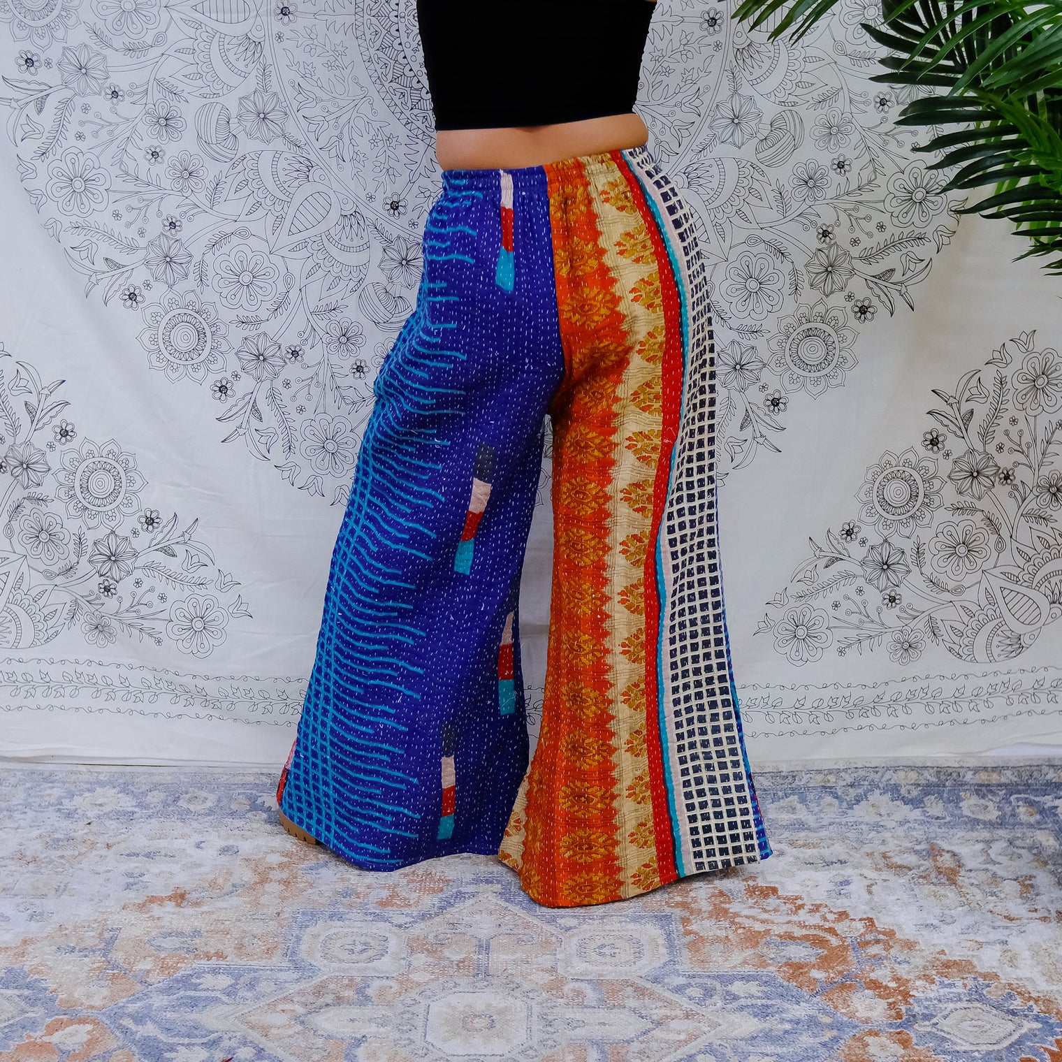 Kantha Stitched Bliss Wide Leg Pants