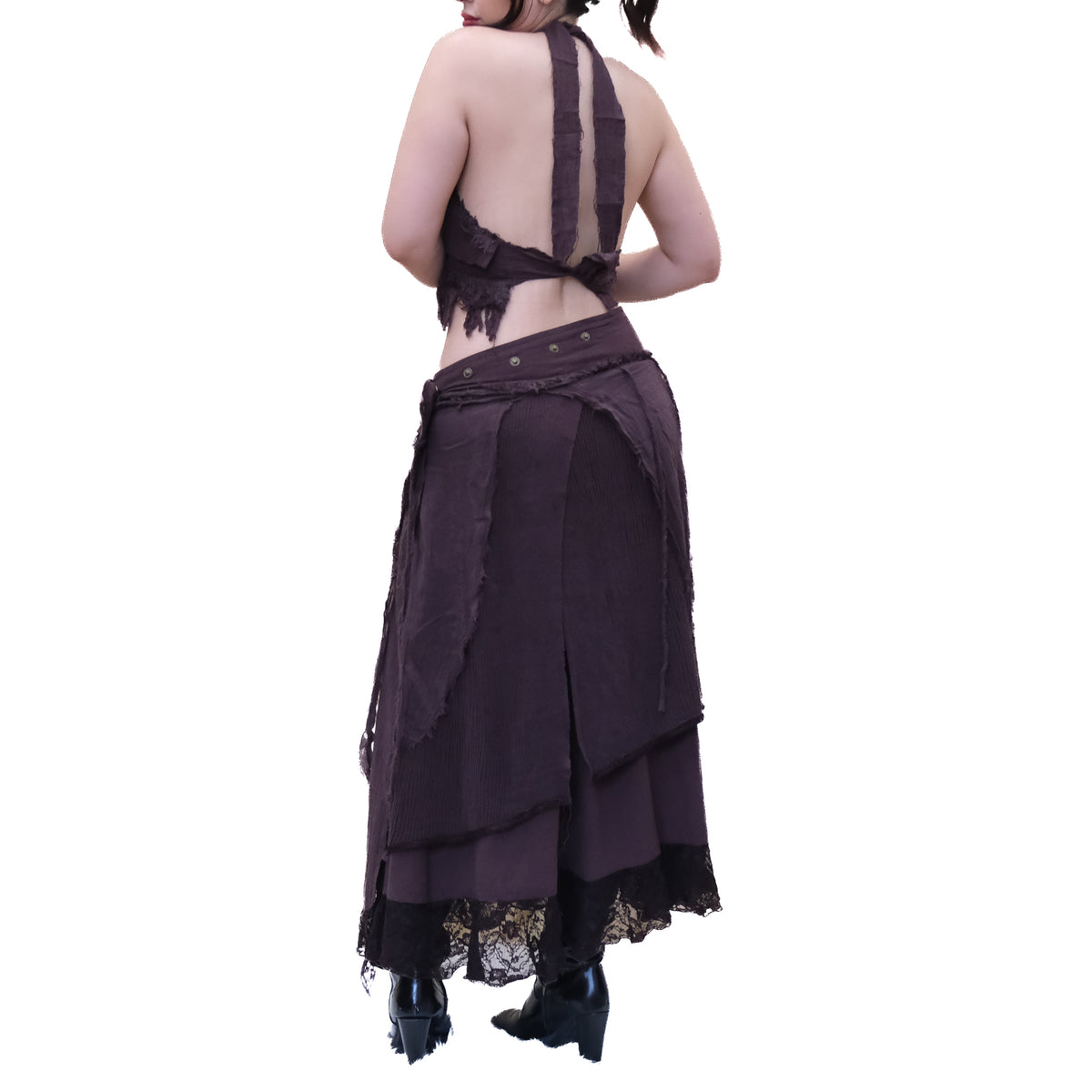 Boho Fairy Layered Festival Wrap Skirt Set with Halter Top