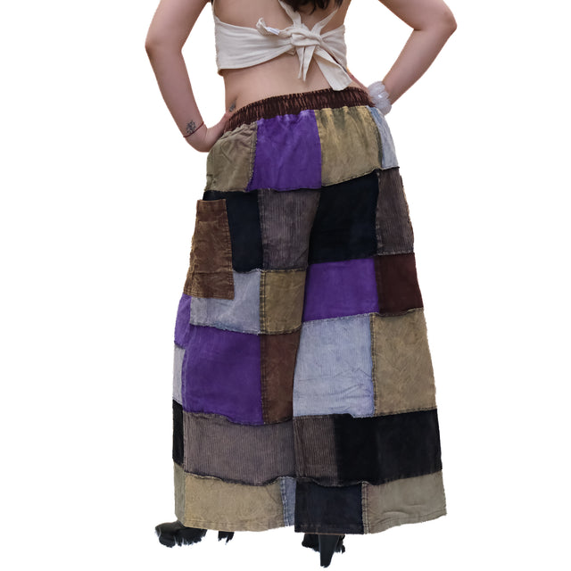 Patchwork Corduroy Wide Leg Pants
