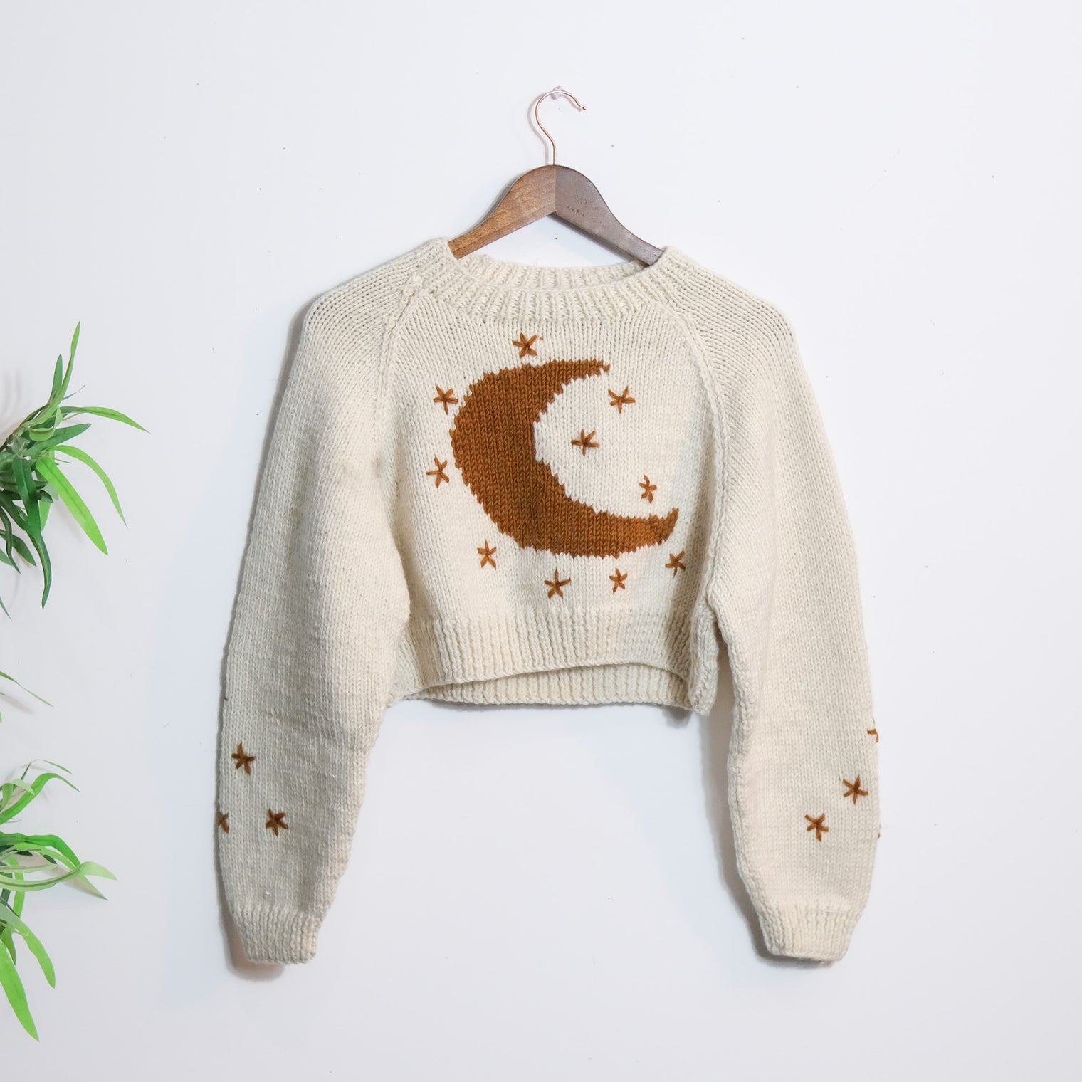 Celestial Crescent Moon Knit Crop