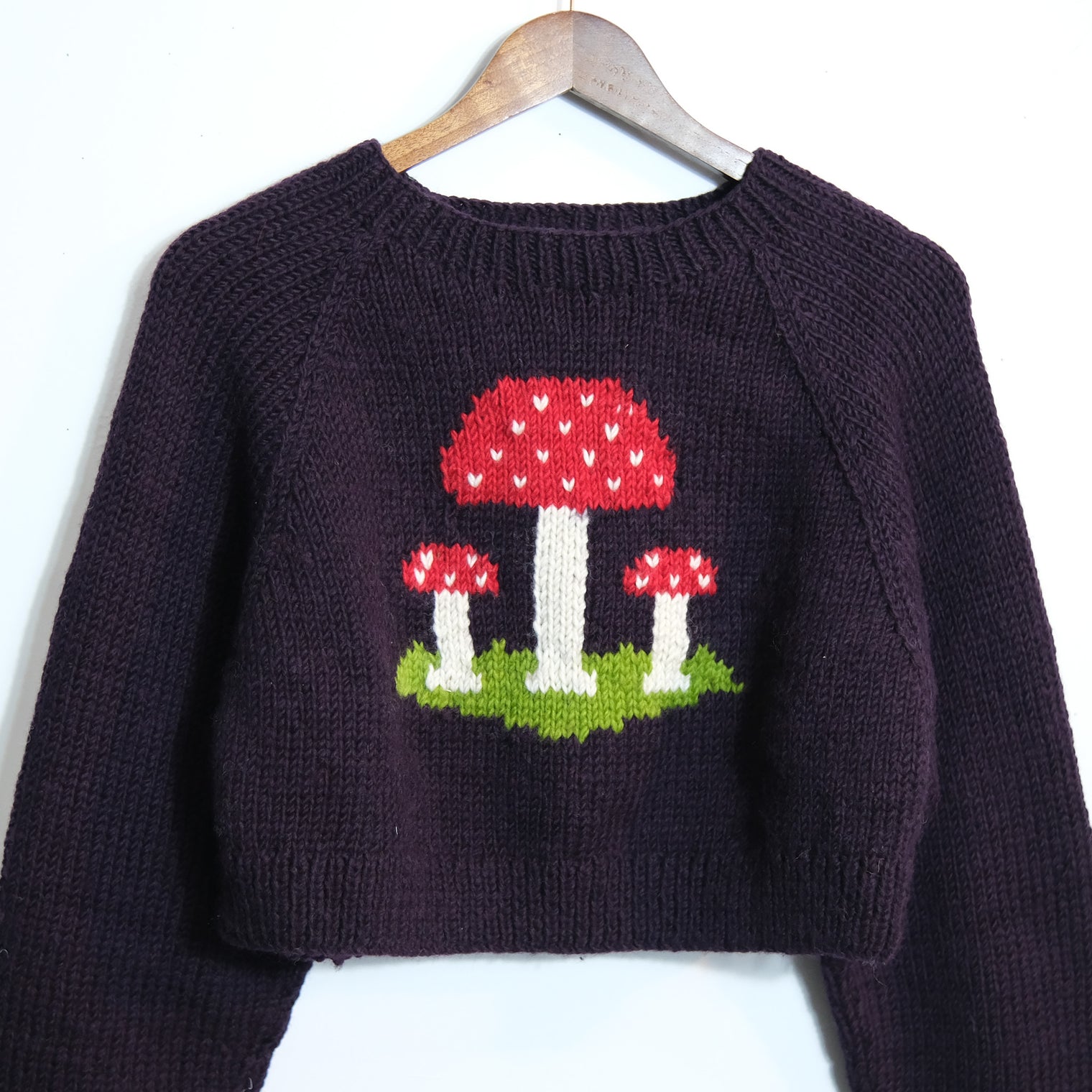 Fairycore Mushroom Knit Crop Sweater
