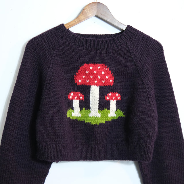 Fairycore Mushroom Knit Crop Sweater