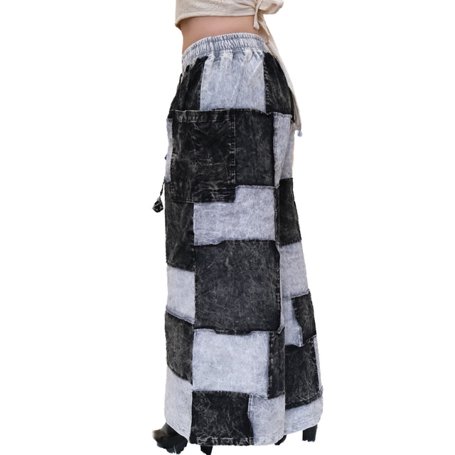 Patchwork Corduroy Wide Leg Pants