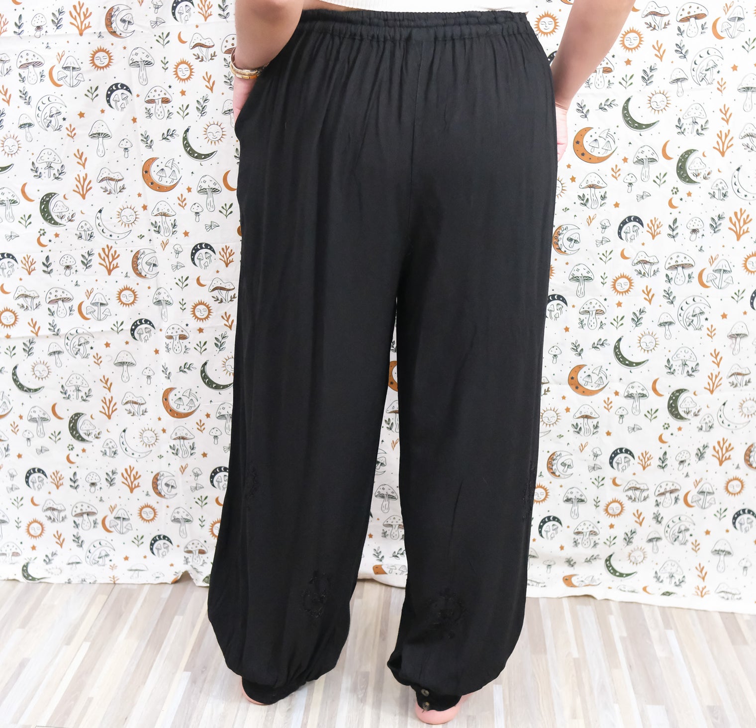 Embroidered Cotton Baggy Pants