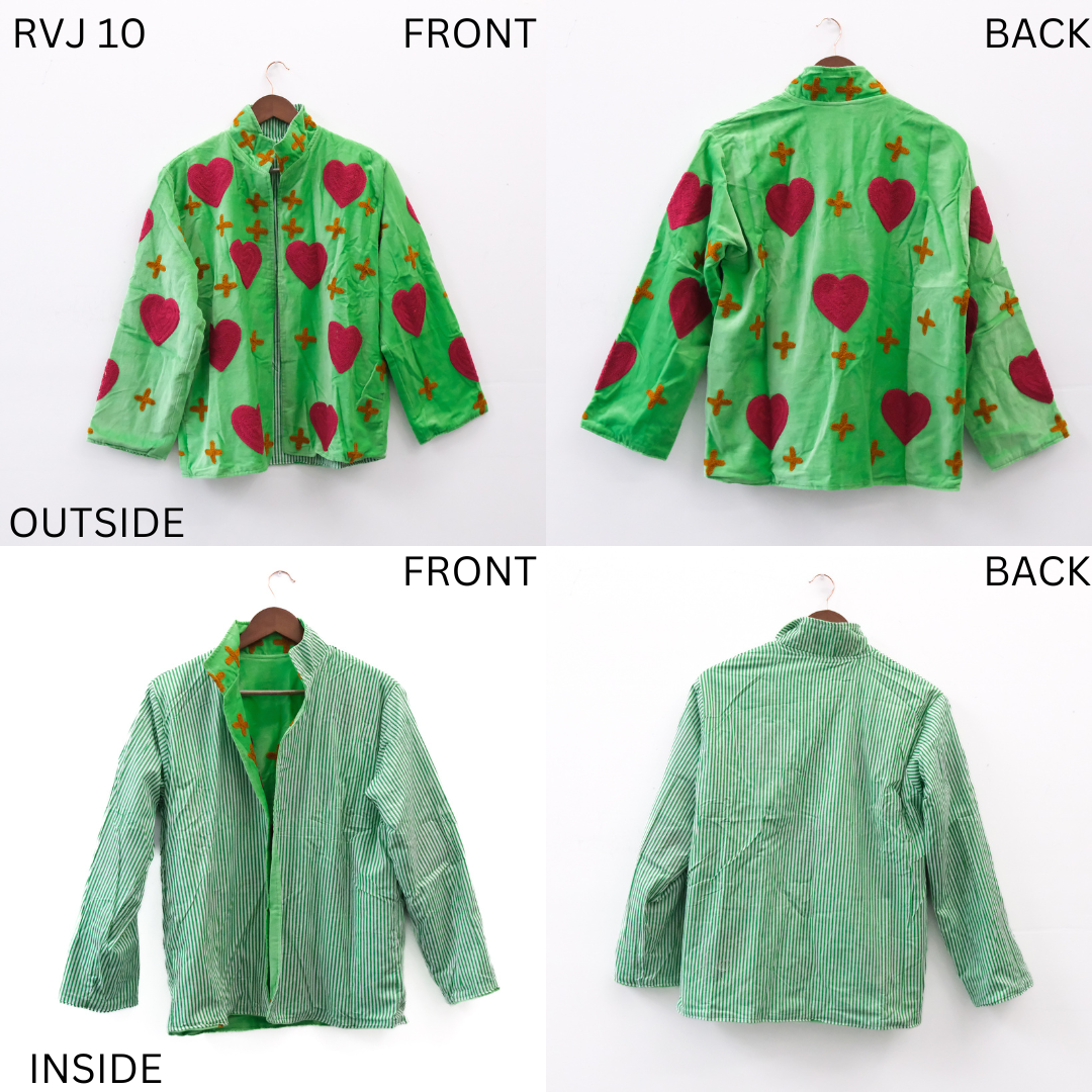 Handmade Embroidered Velvet Reversible Jacket