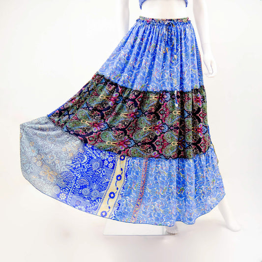 Flowy  Patchwork Recycled Sari Skirt