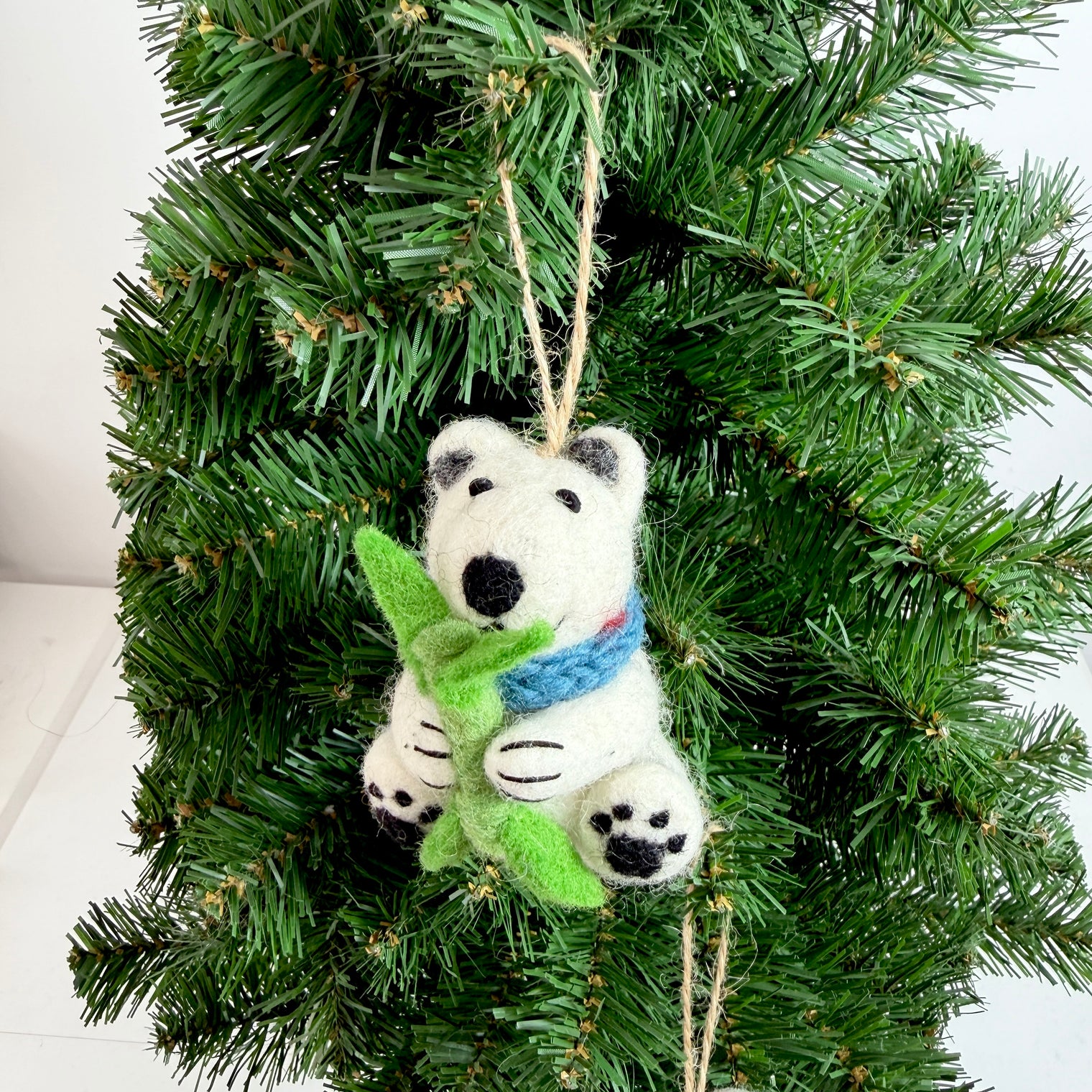 Handmade Needle Felted Bear Christmas Ornament