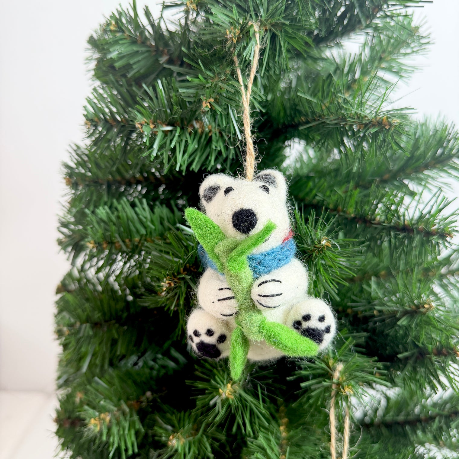 Handmade Needle Felted Bear Christmas Ornament