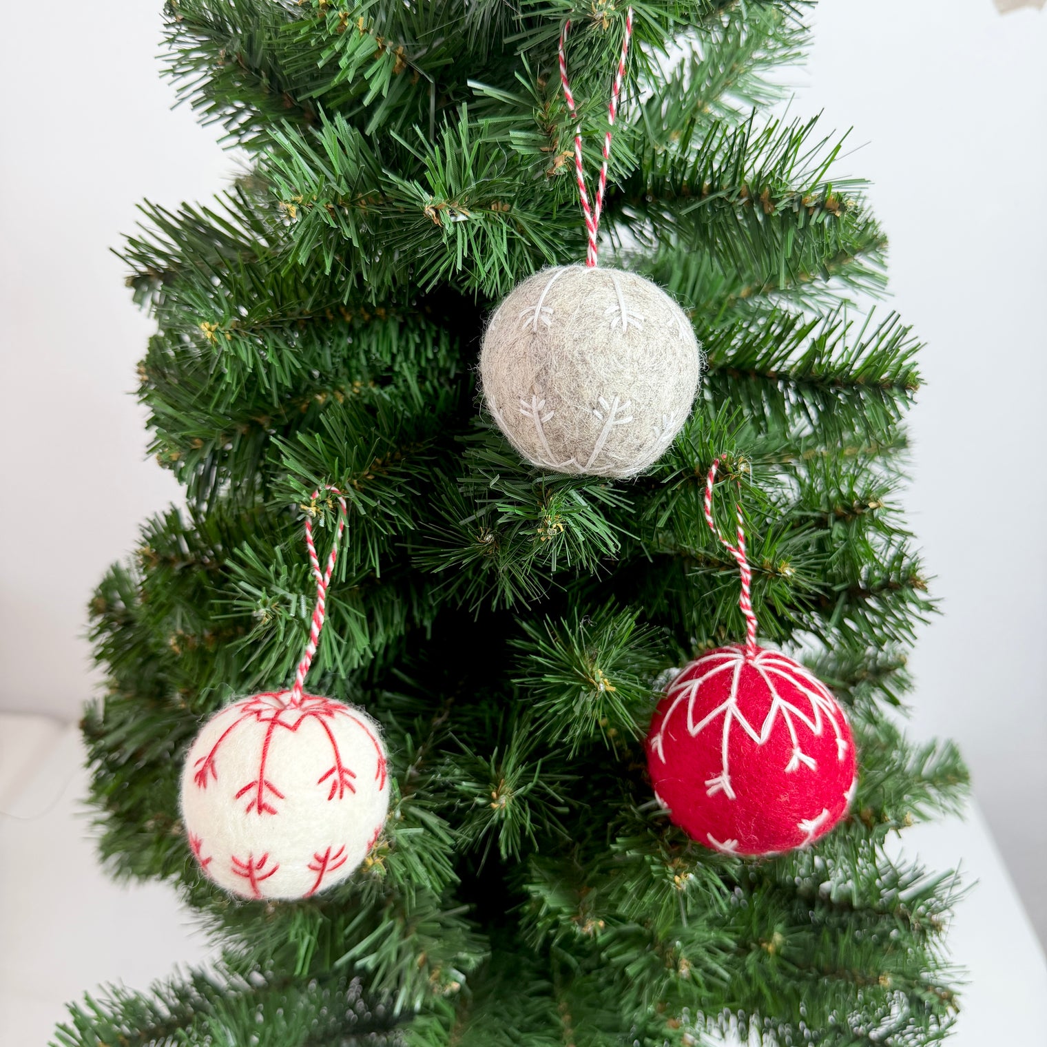 Embroidered Felt Ball Christmas Ornament