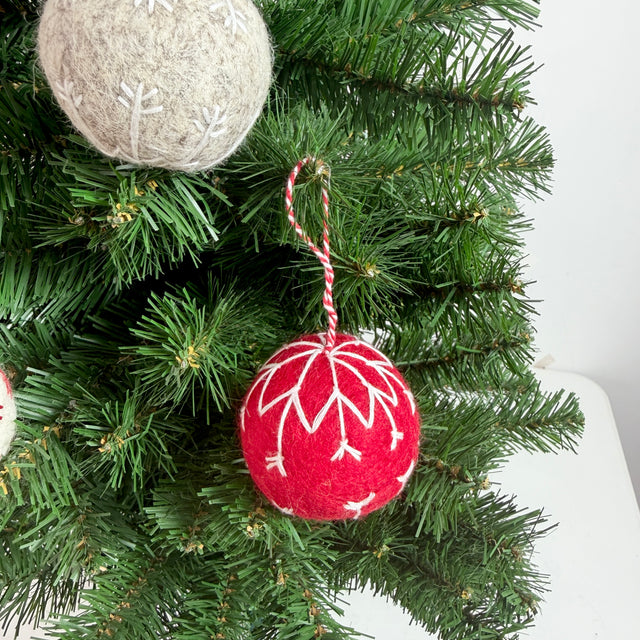 Embroidered Felt Ball Christmas Ornament