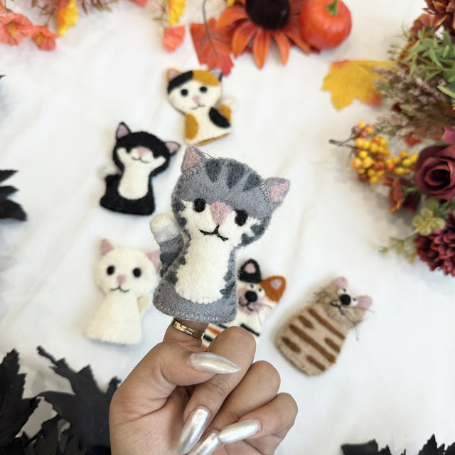 Felted Cute Kitty Cat Finger Puppet