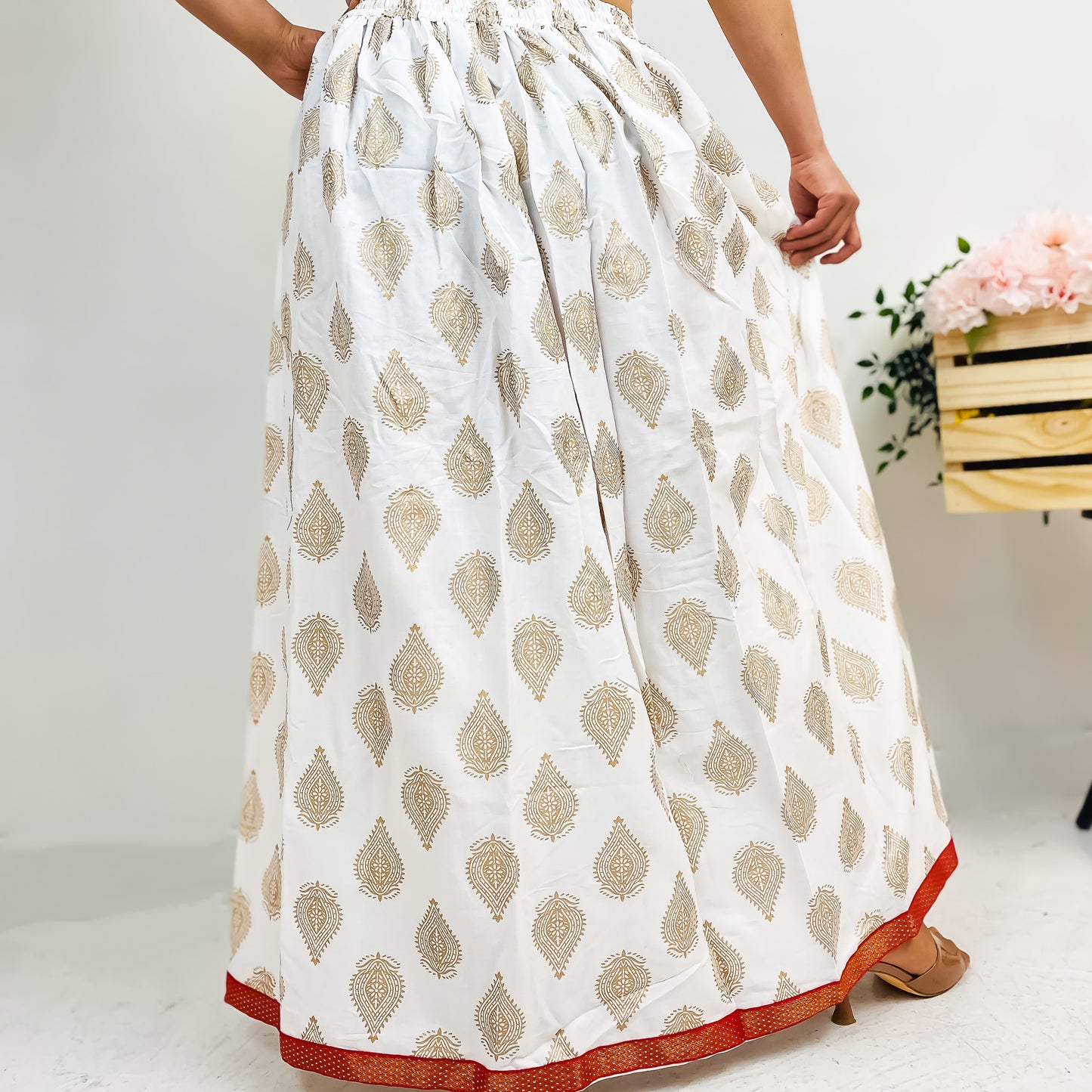 Cotton Long Printed Skirt
